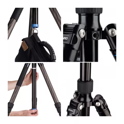 Benro C3883TS6PRO Travel штатив с видео головой серии Aero 3/4 секционный/трансформер/карбоновый