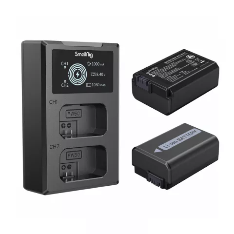 SmallRig 3818 Зарядное устройство с двумя литий-ионными аккумуляторами NP-FW50