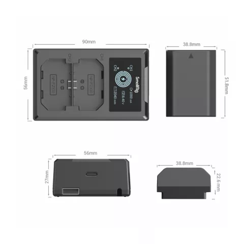 SmallRig 3824 Зарядное устройство с двумя литий-ионными аккумуляторами NP-FZ100