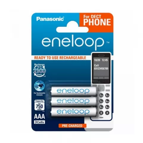 Аккумулятор PANASONIC Eneloop AAA 750 3BP (BK-4MCCE/3DE), 3шт блистер