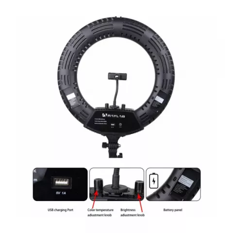 Осветитель Raylab RL-0418 Kit кольцевой, 65 Вт, 3200-5600К, со стойкой