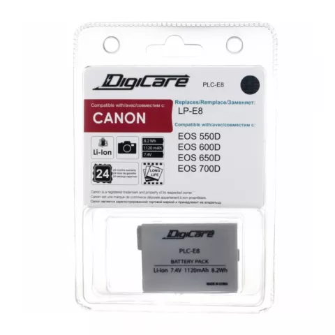 Аккумулятор DigiCare PLC-E8 / LP-E8 / EOS 550D, 600D, 650D, 700D