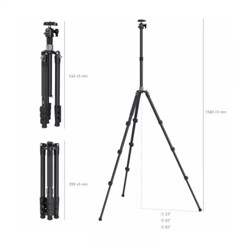 SmallRig 4059 тревел штатив AP-20 c шаровой головой карбоновый с клипсами Travel Video Tripod
