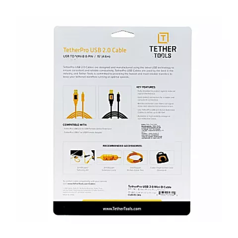 Кабель Tether Tools TetherPro USB 2.0 to Mini-B 8-Pin 4.6m Orange (CU8015-ORG)