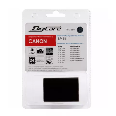 Аккумулятор DigiCare PLC-B511 (BP-511A) для EOS 40D, EOS 50D, EOS 5D, Power Shot G1
